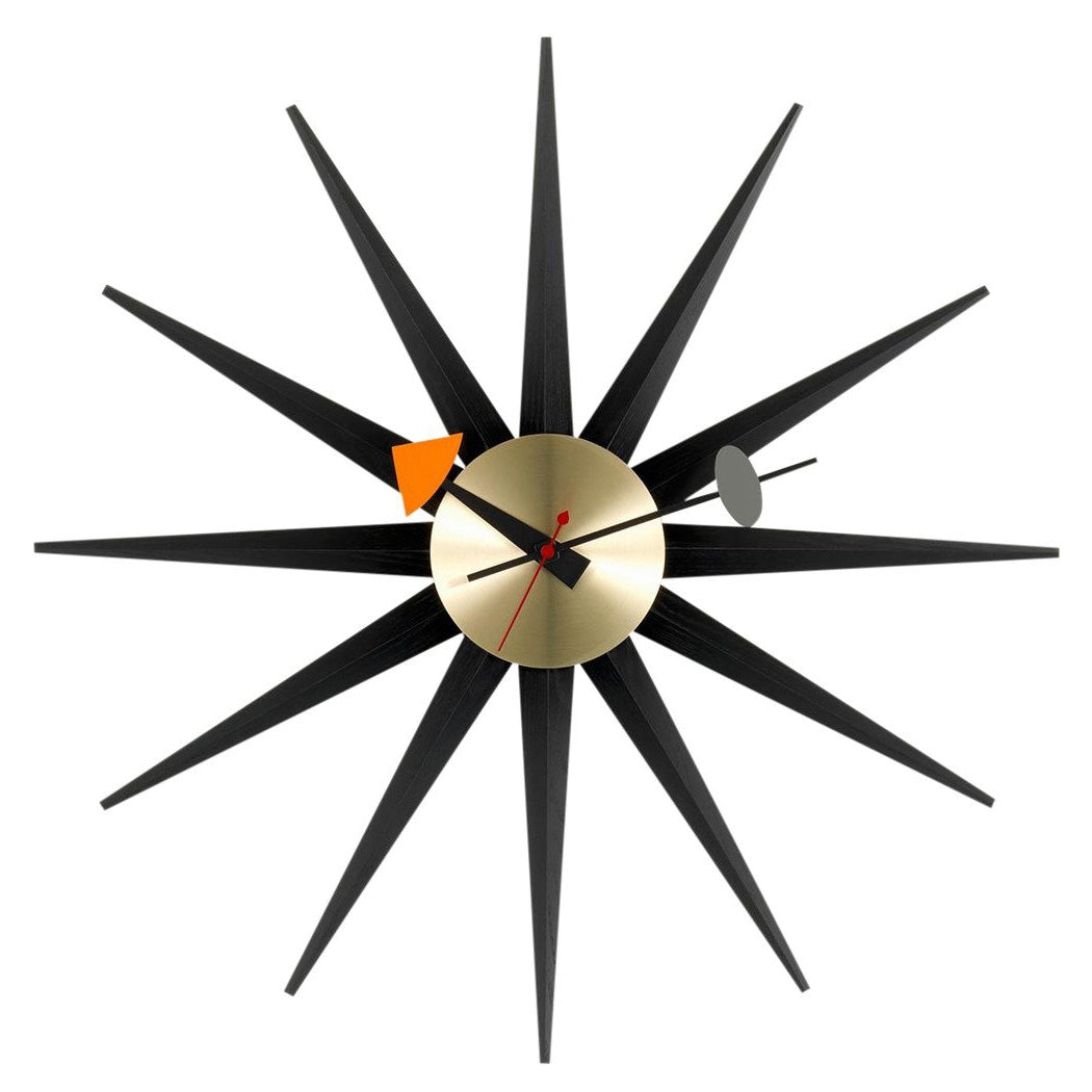 nelson sunburst clock black - brass