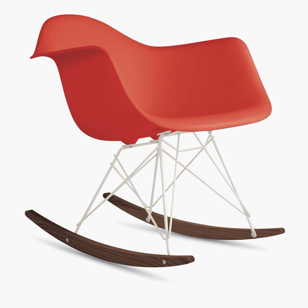 Eames Molded Plastic Armchair, Rocker Base - Red Orange Shell