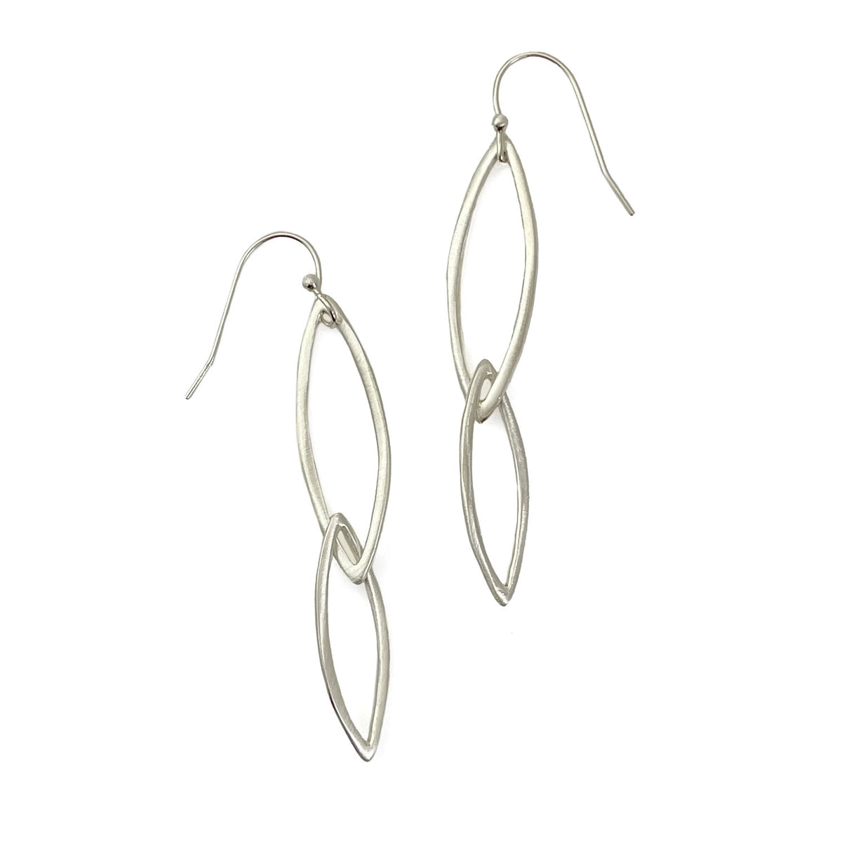 Double Leaf Earrings - Silver