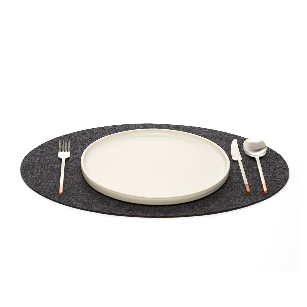 Oval Placemat Felt - Charcoal