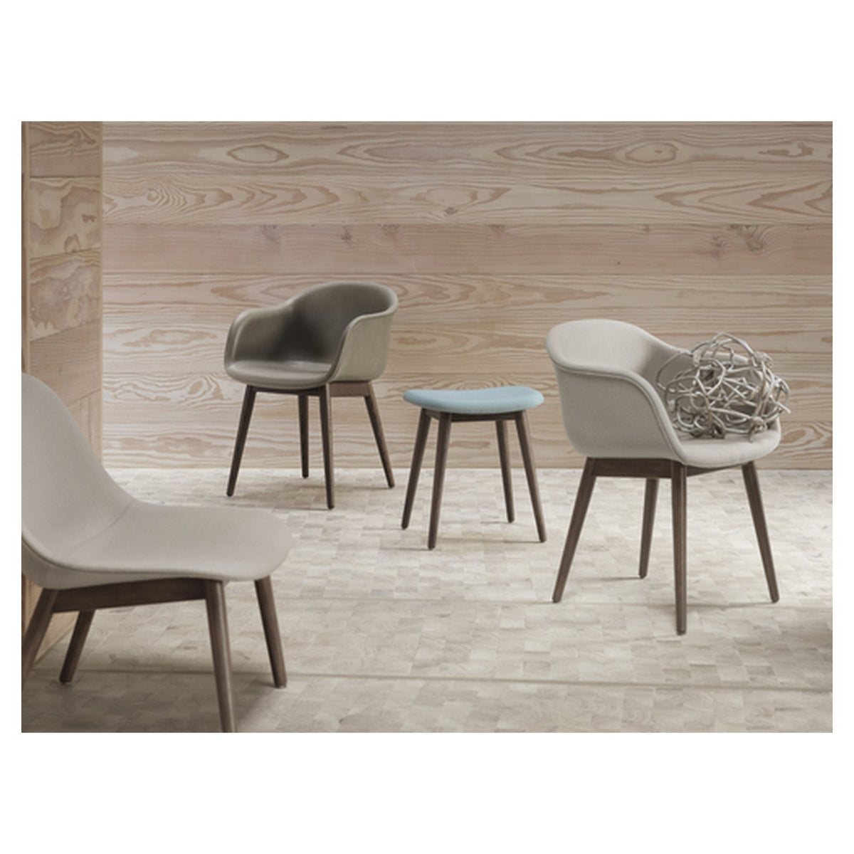 Fiber Stool Wood Base