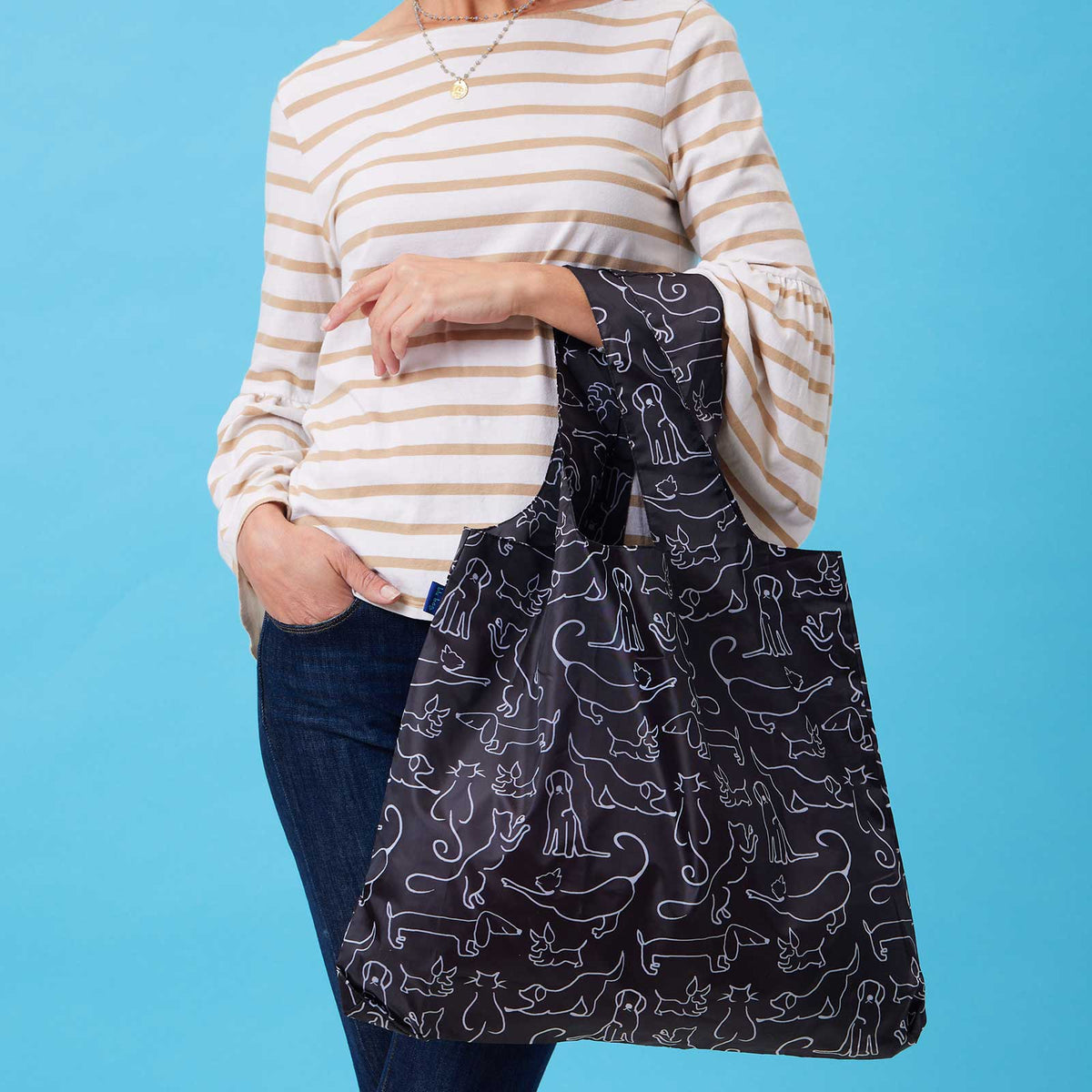 Dog And Cat Blu Reusable Shopping Bag