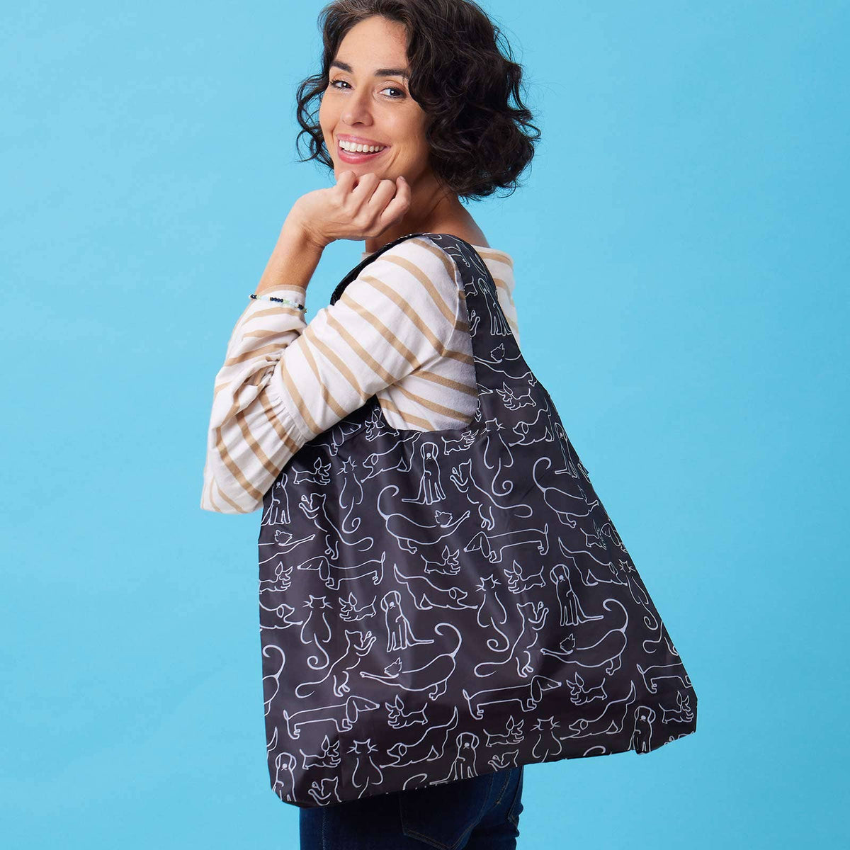 Dog And Cat Blu Reusable Shopping Bag