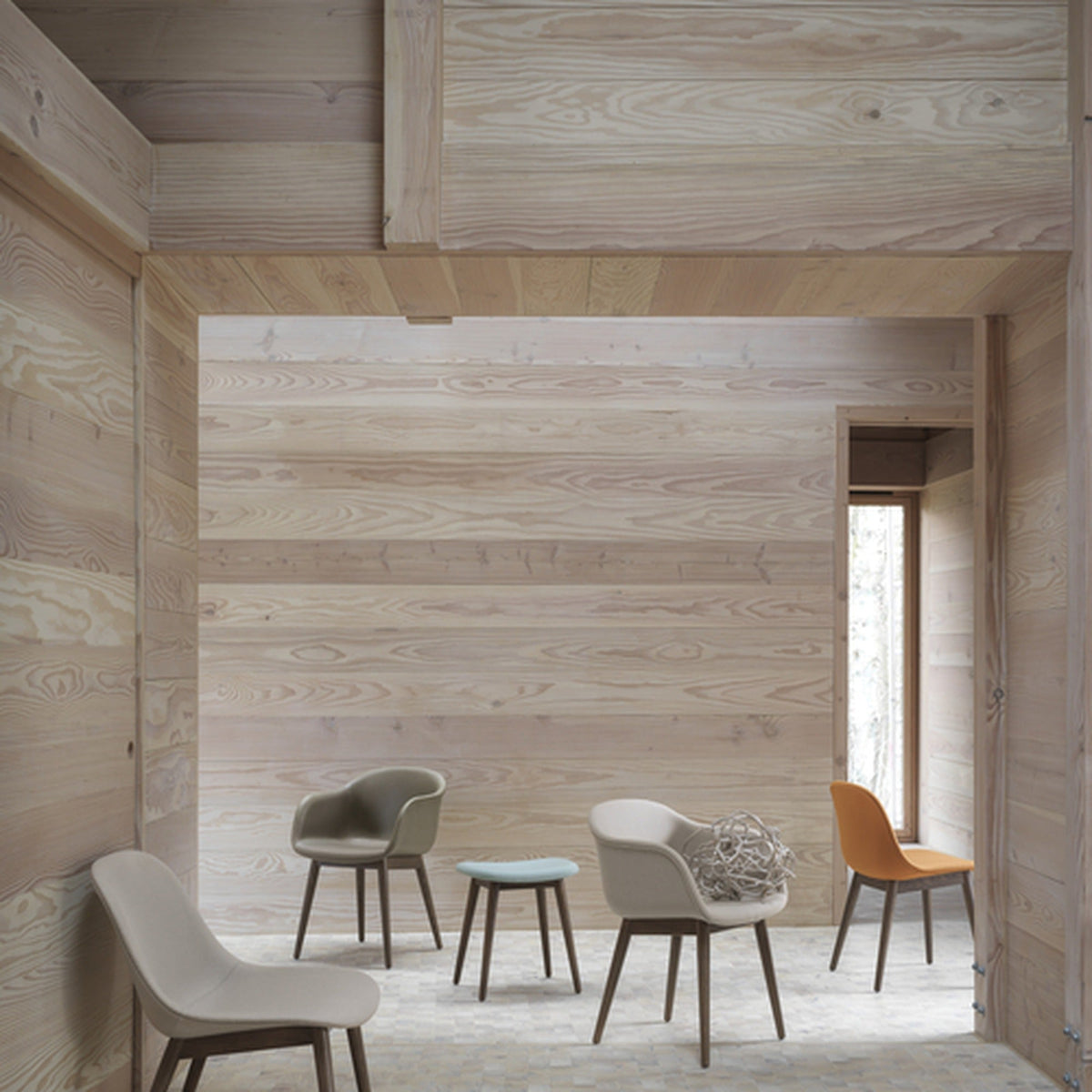 Fiber Armchair Wood Base