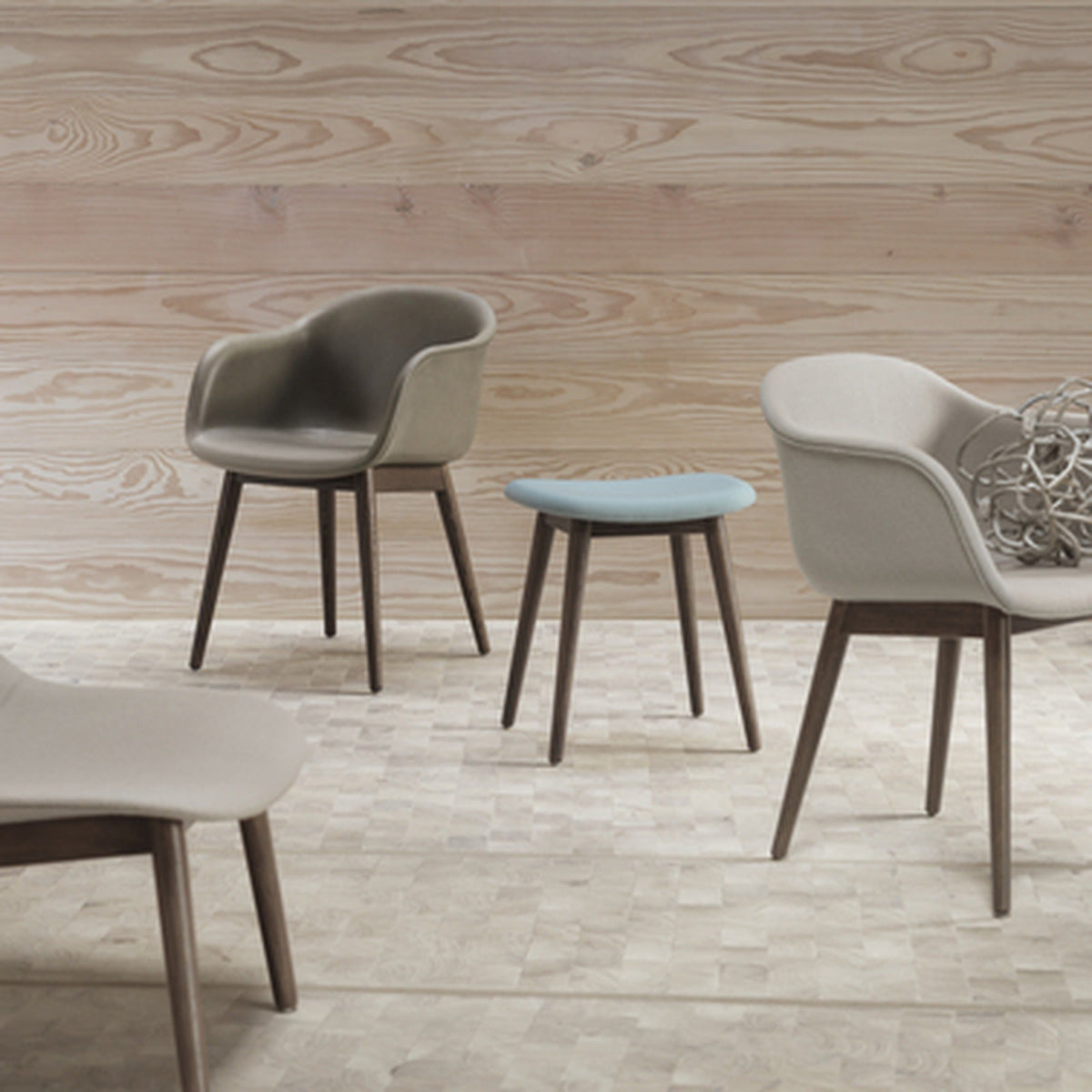 Fiber Armchair Wood Base