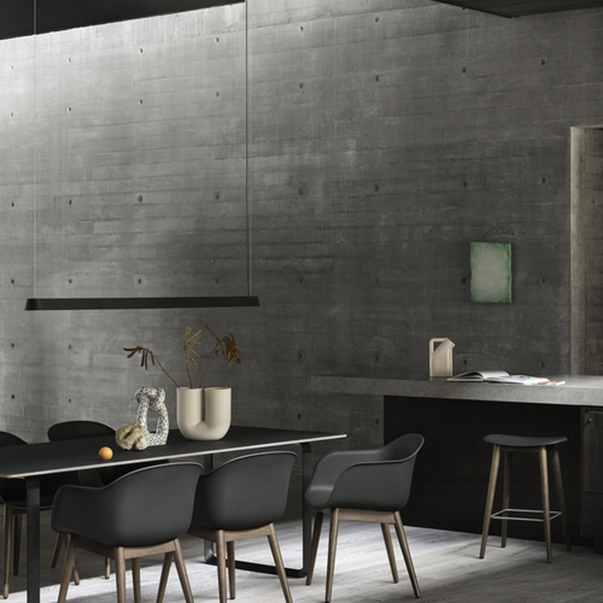 Fiber Armchair Wood Base