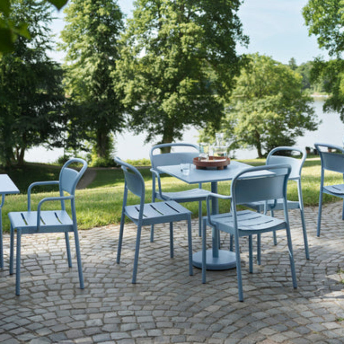 Linear Steel Outdoor Side Chair