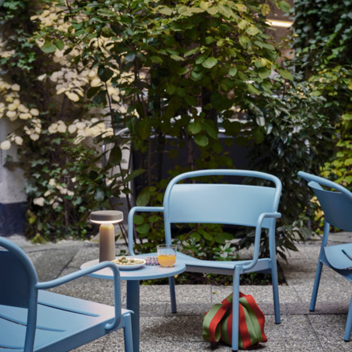 Linear Steel Outdoor Lounge Armchair