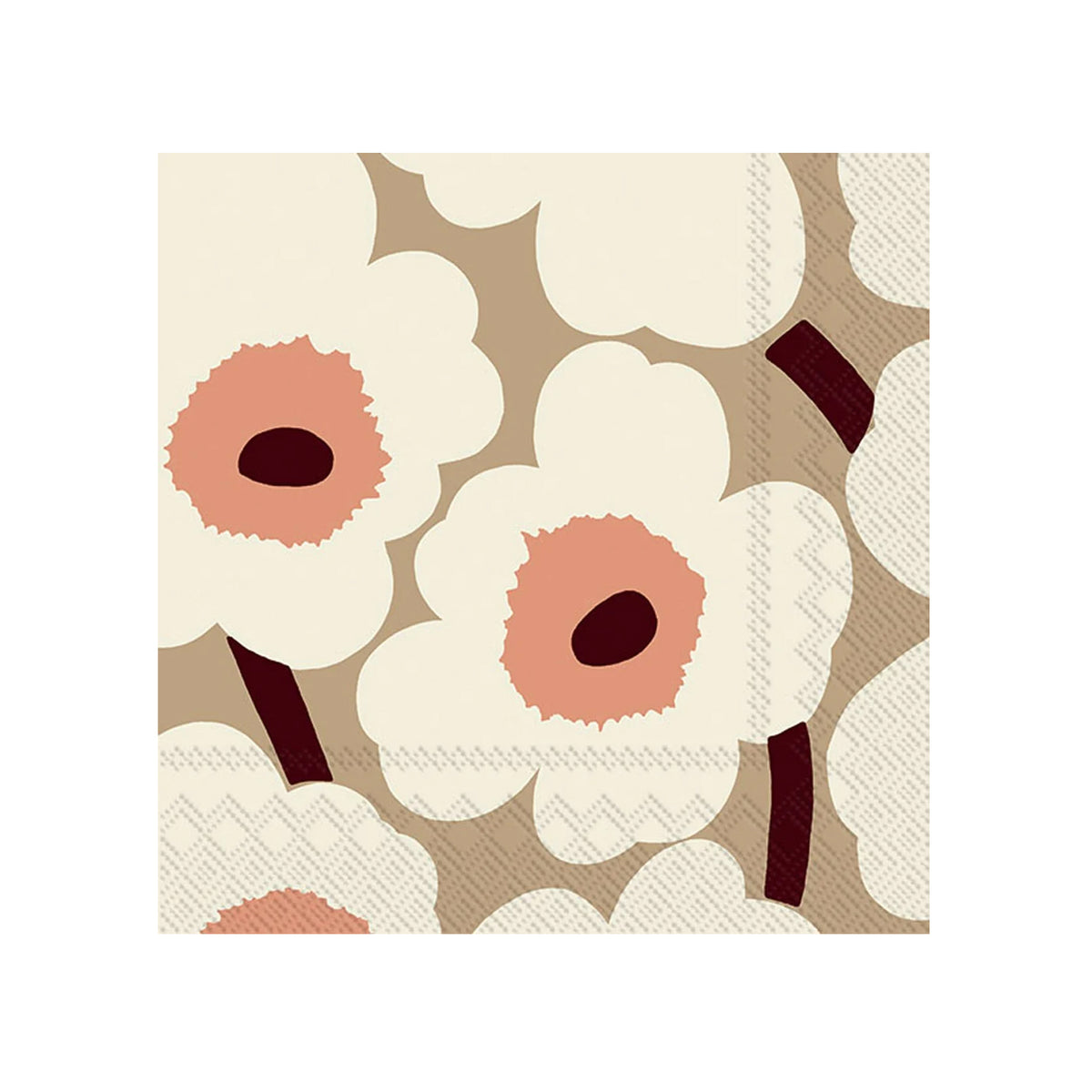 cocktail napkin marimekko unikko pink and cream