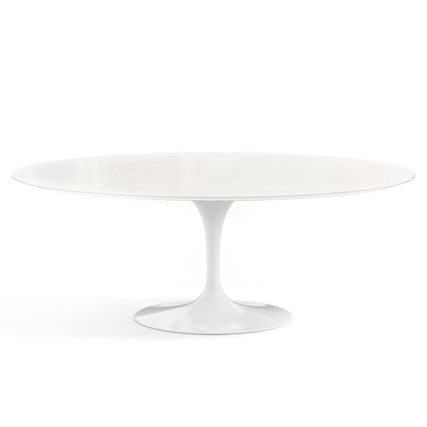Saarinen Outdoor 78&quot; Oval Dining Table Vetro Bianco Top