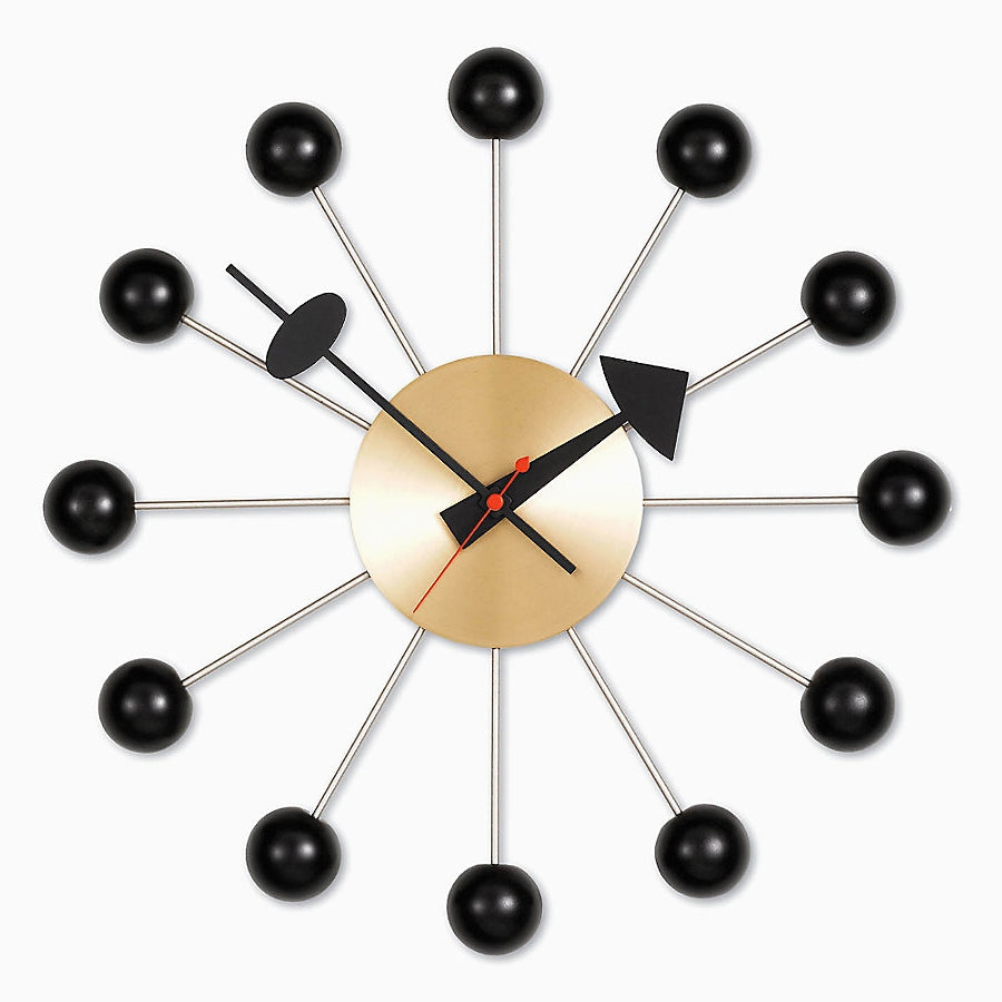 nelson ball clock black - brass