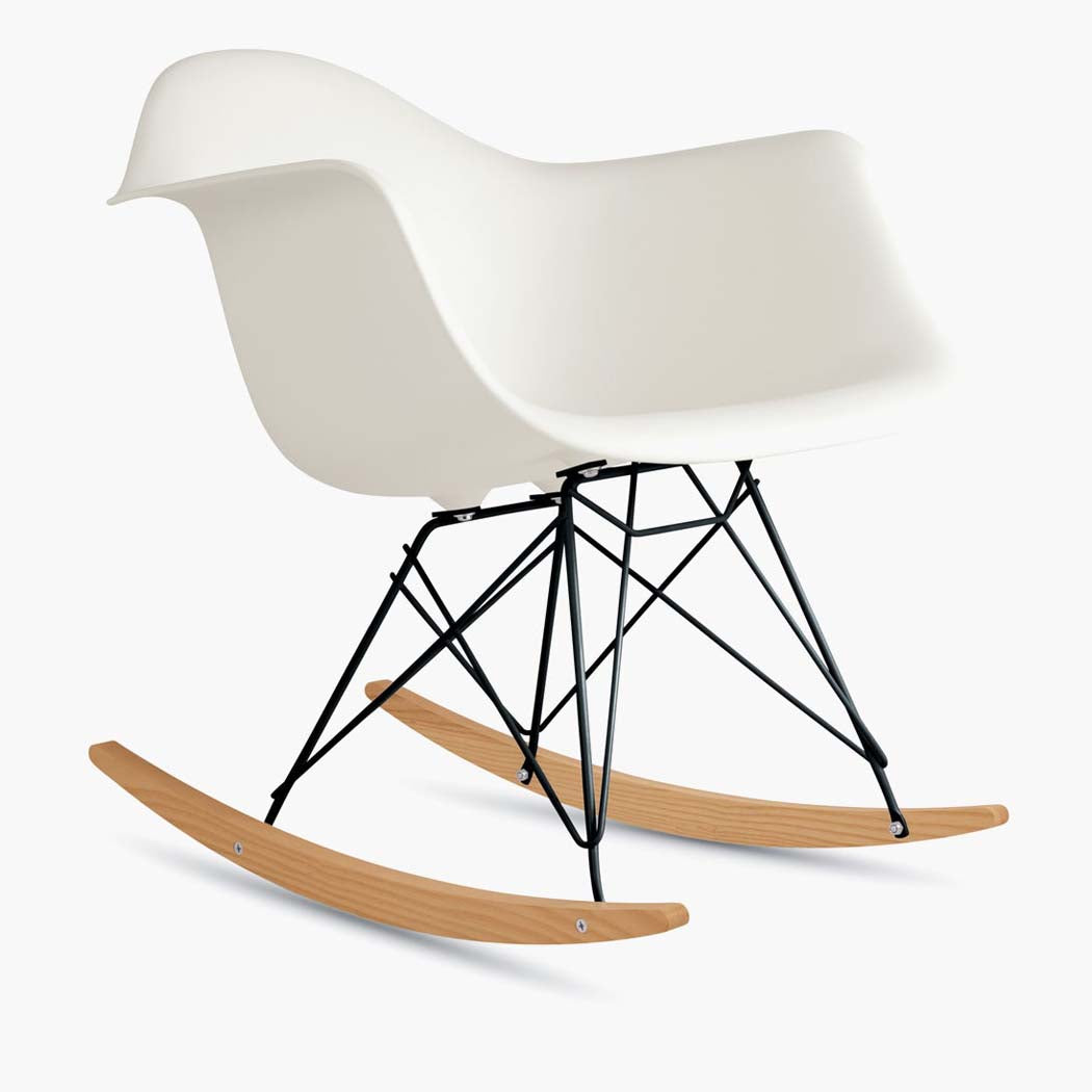 Eames Molded Plastic Armchair, Rocker Base - White Shell