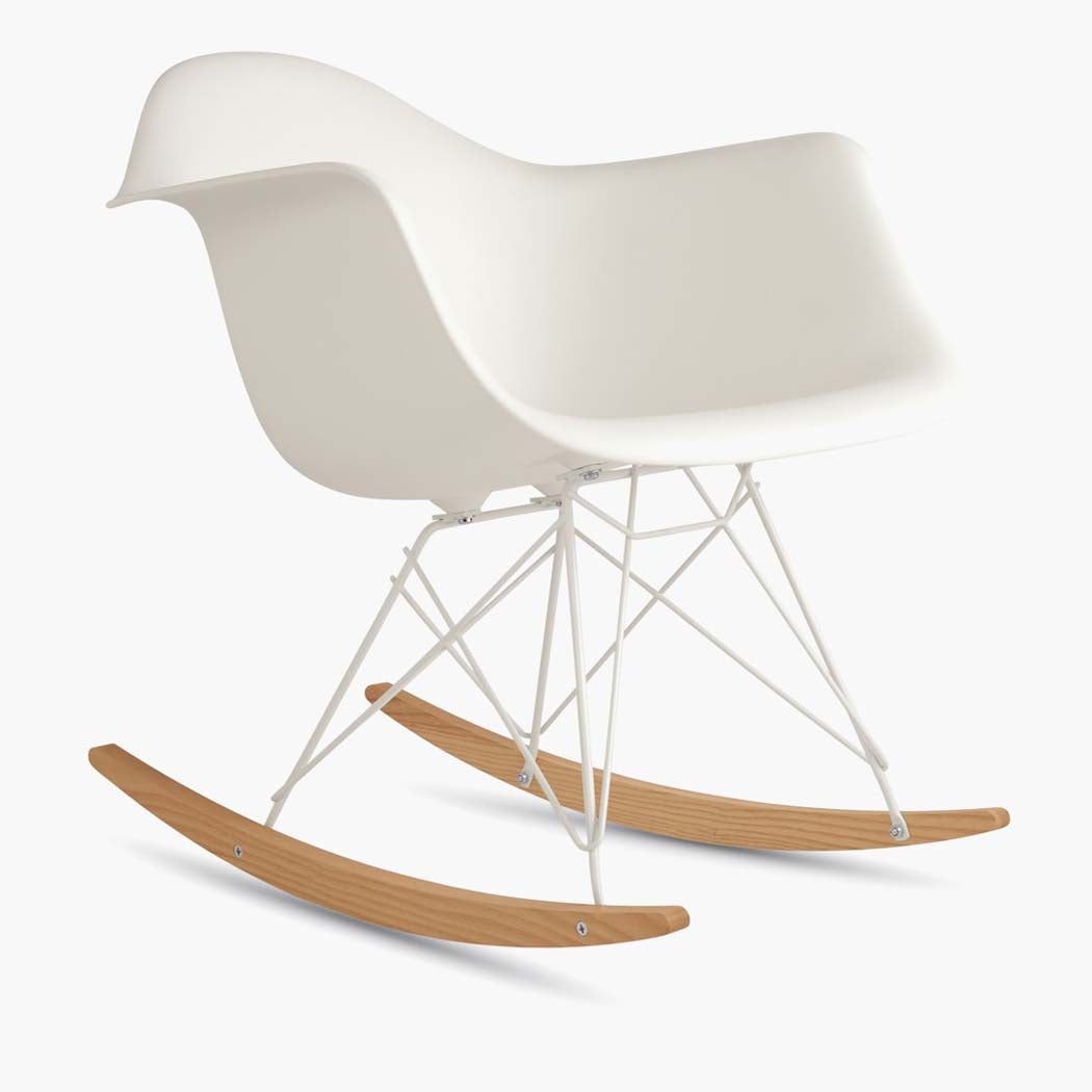 Eames Molded Plastic Armchair, Rocker Base - White Shell