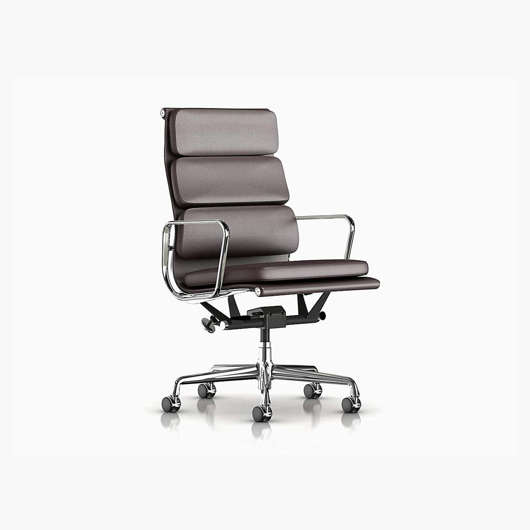 Eames Soft Pad Executive Chair with Pneumatic Lift - Polished Aluminum Frame