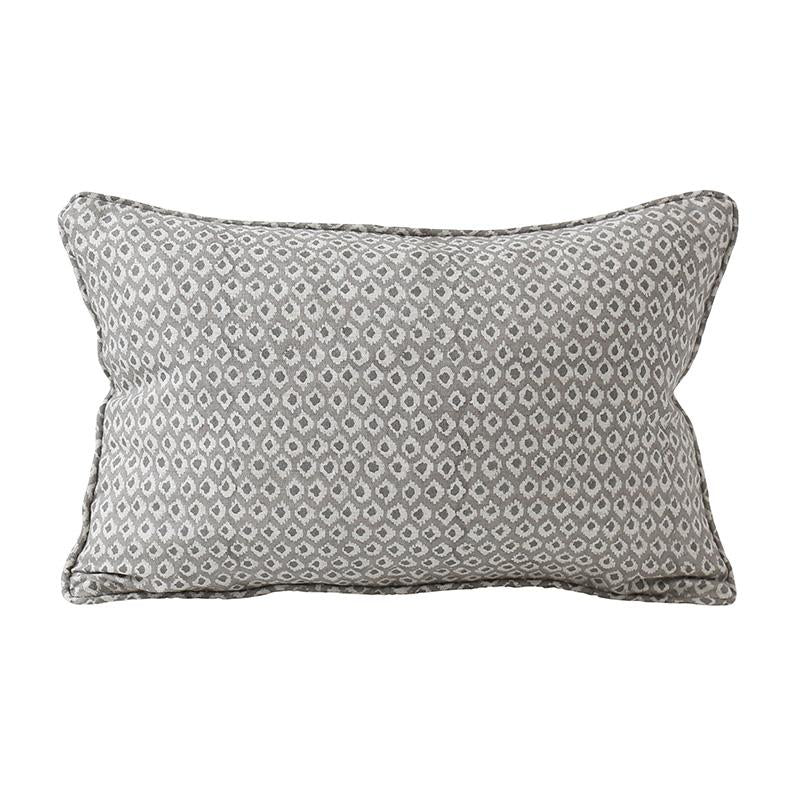 Patola Mud Linen Lumbar Pillow - 12&quot; x 18&quot;
