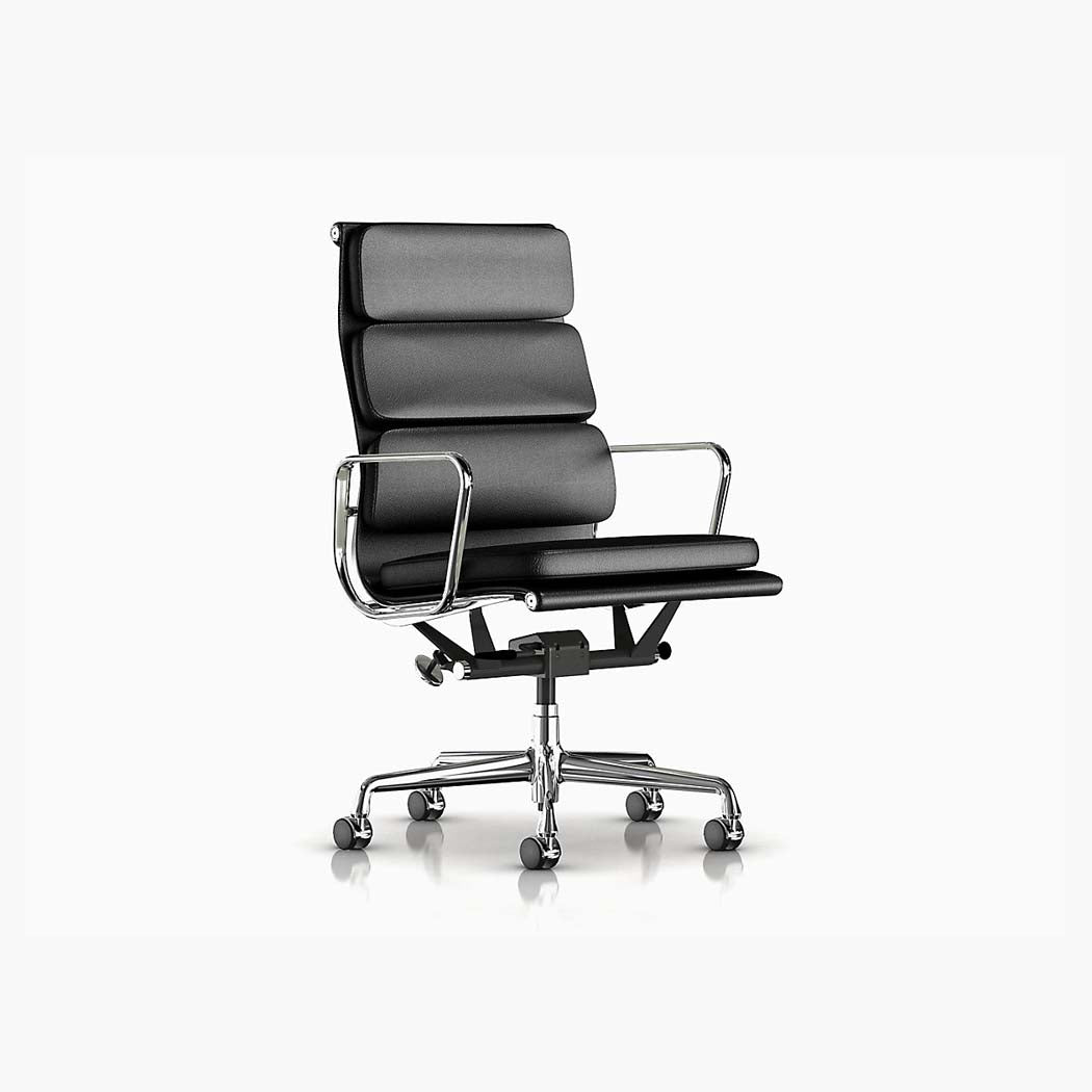Eames Soft Pad Executive Chair with Pneumatic Lift - Polished Aluminum Frame